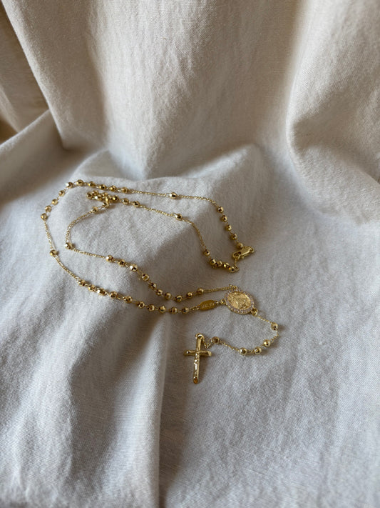 Gold Plated Rosary Necklace
