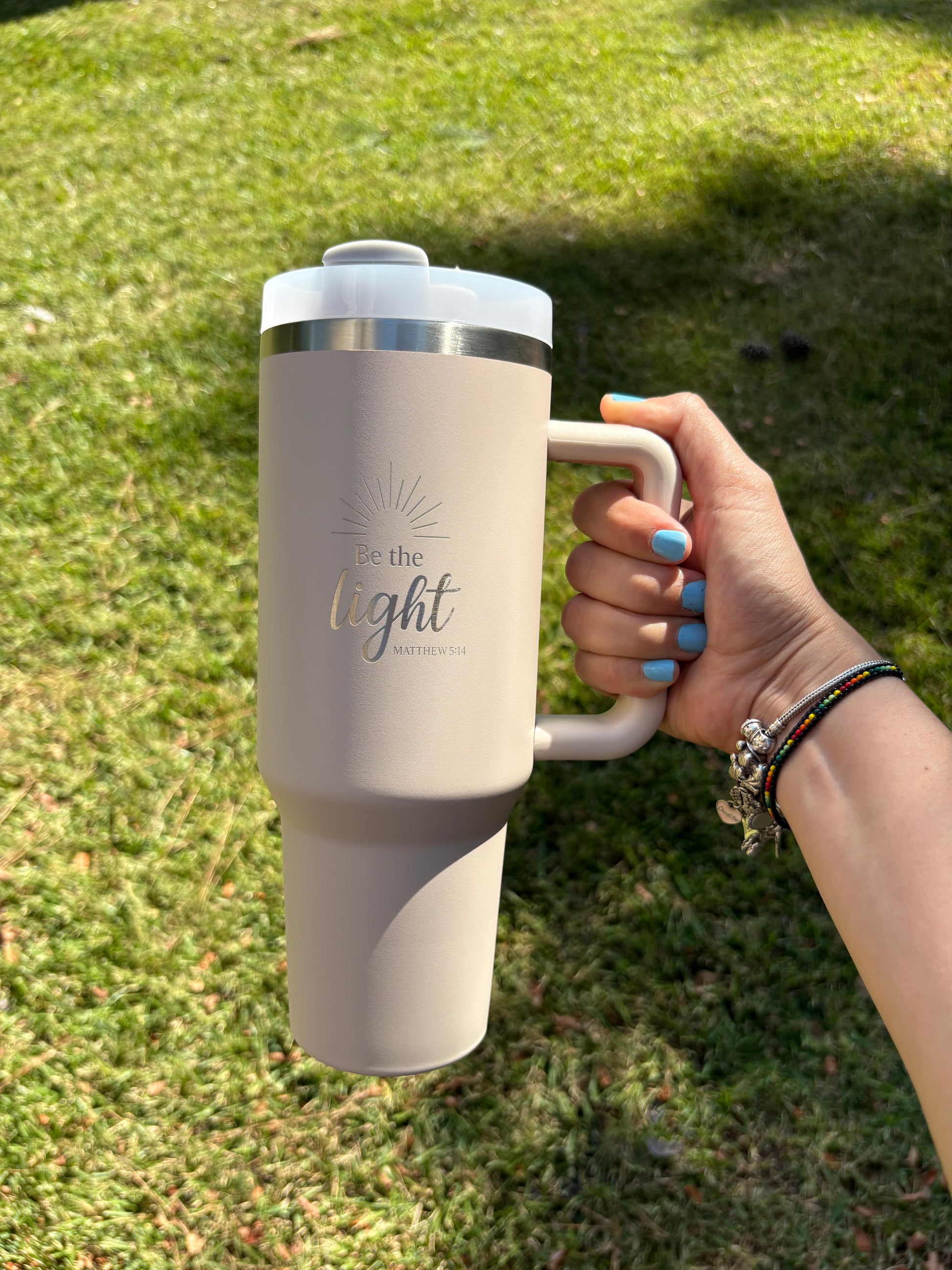 Be the Light Matte Cream Engraved 40oz Tumbler