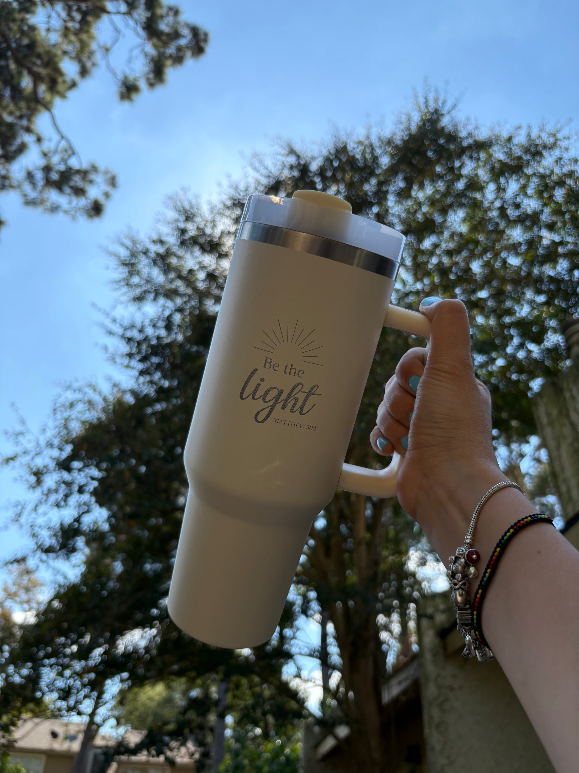 Be the Light Matte Cream Engraved 40oz Tumbler