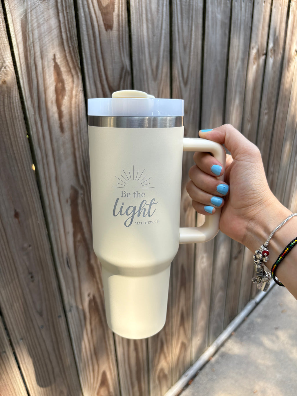Be the Light Matte Cream Engraved 40oz Tumbler