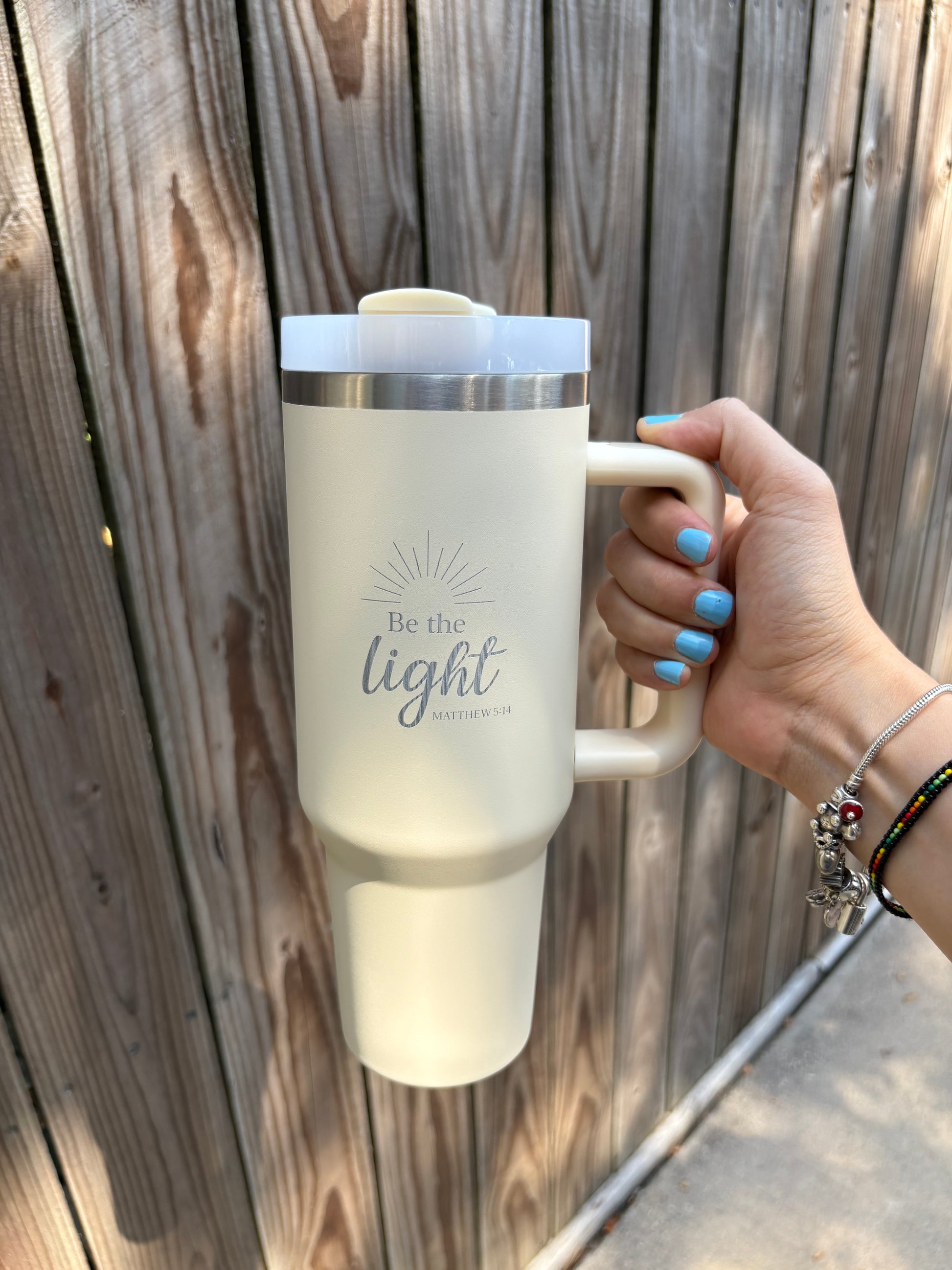 Be the Light Matte Cream Engraved 40oz Tumbler