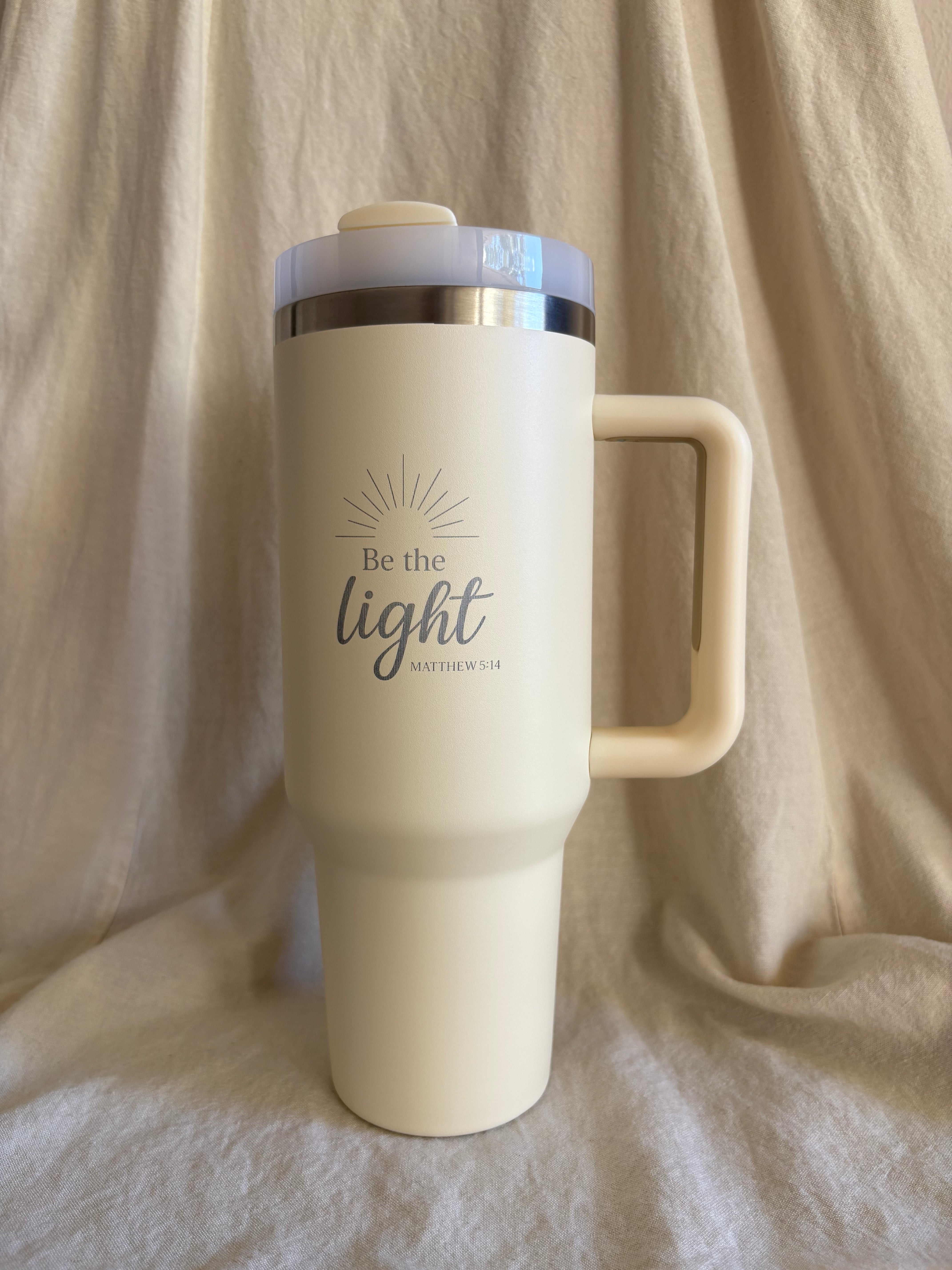 Be the Light Matte Cream Engraved 40oz Tumbler – DYB Mexican's Crafts