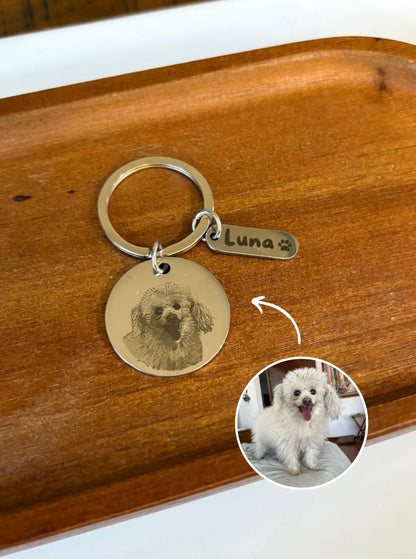 Custom Pet Photo Keychain – Personalized Engraved Keepsake