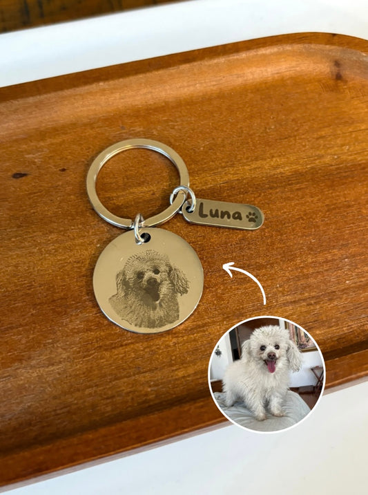 Custom Pet Photo Keychain – Personalized Engraved Keepsake