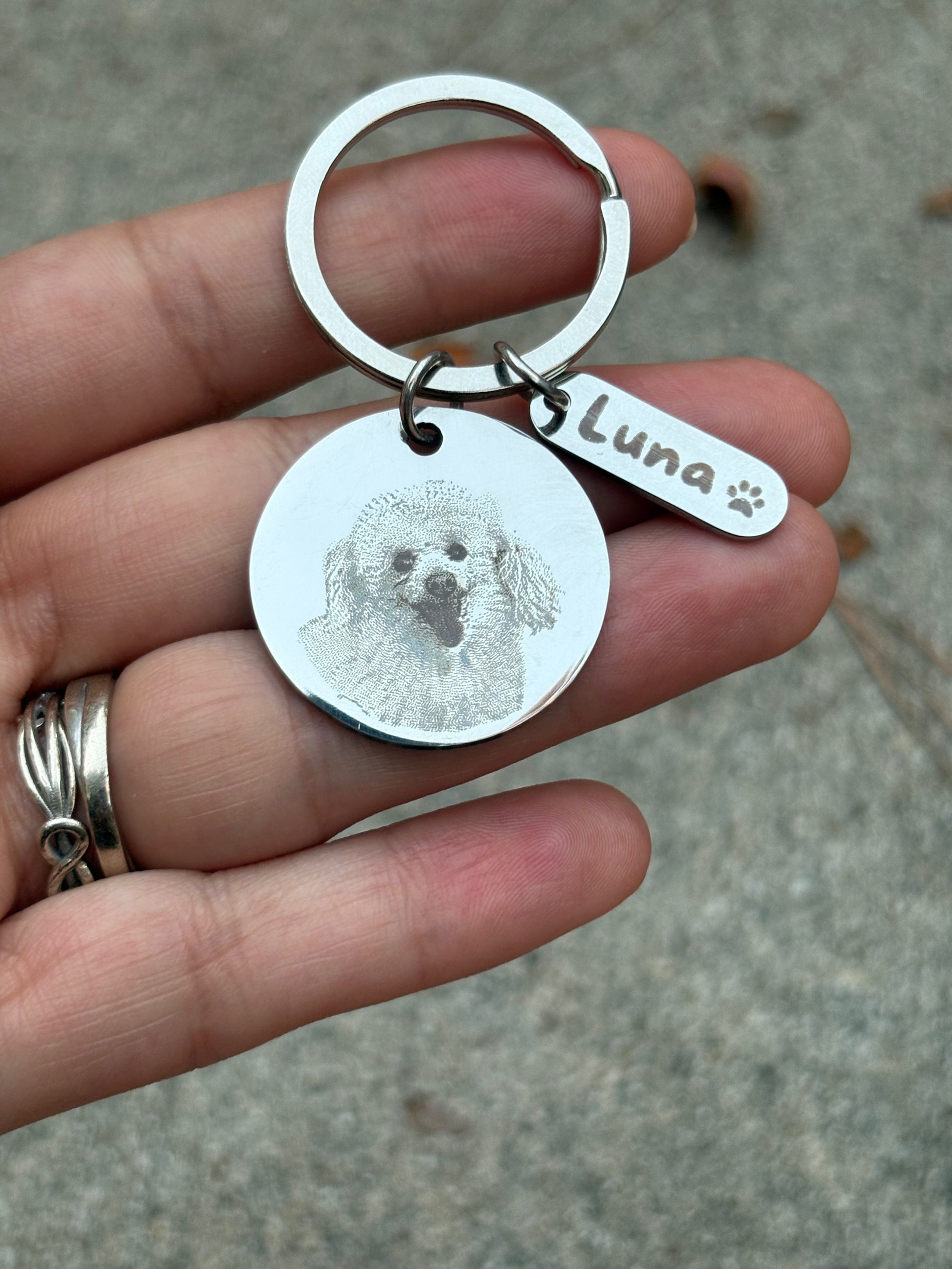Custom Pet Photo Keychain – Personalized Engraved Keepsake