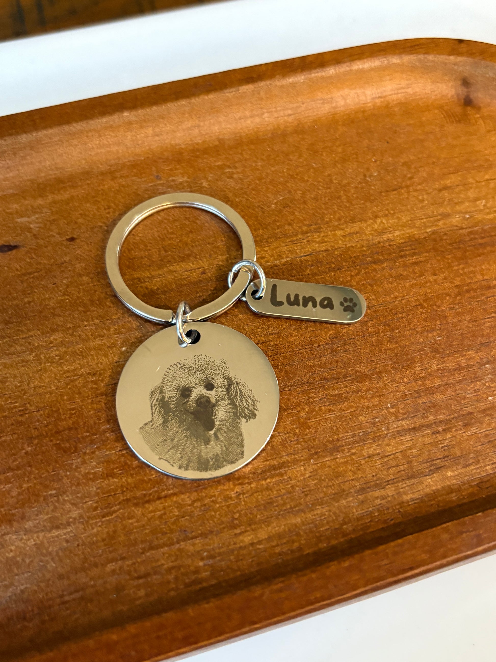 Custom Pet Photo Keychain – Personalized Engraved Keepsake