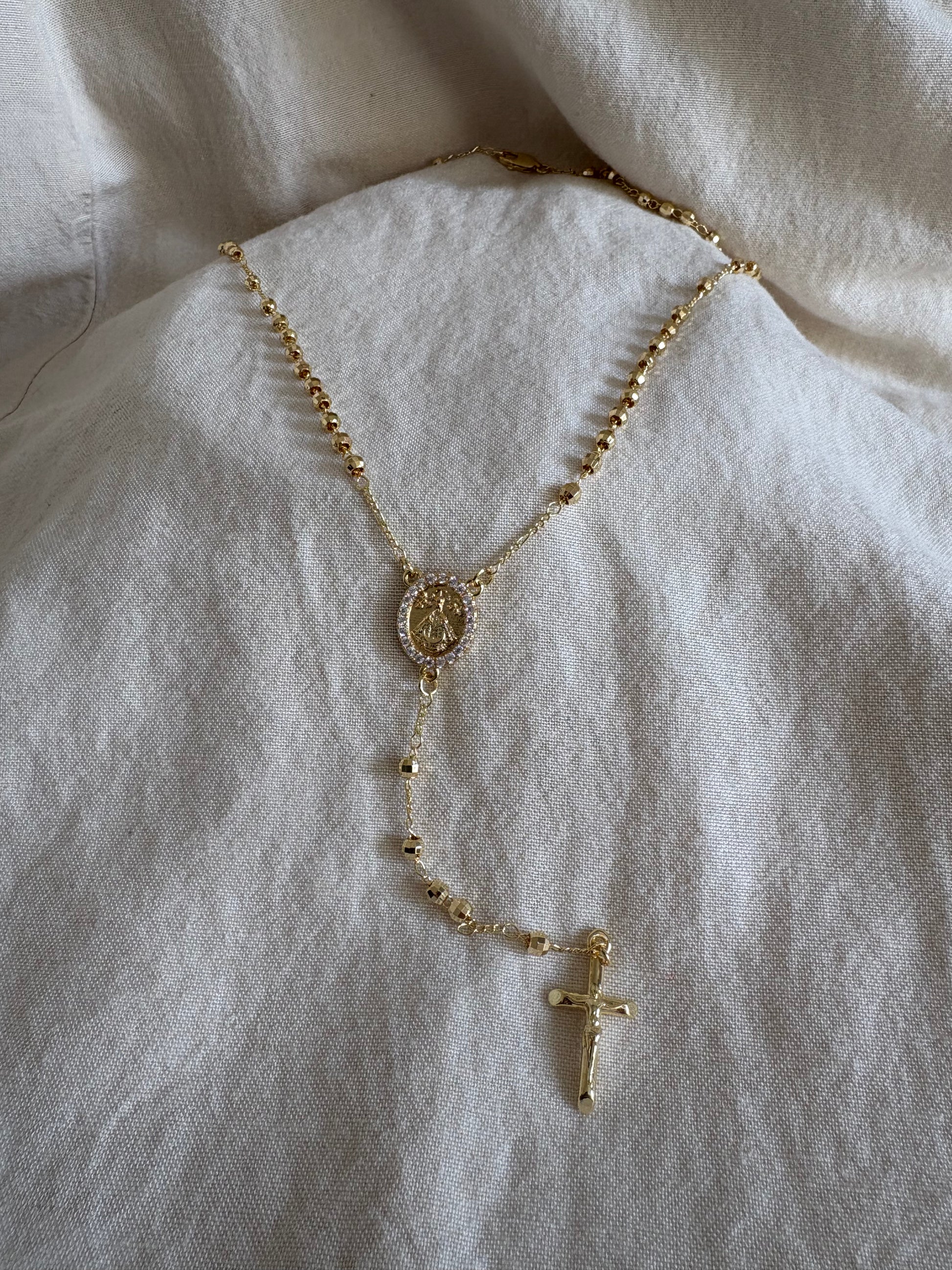 Gold Plated Rosary Necklace