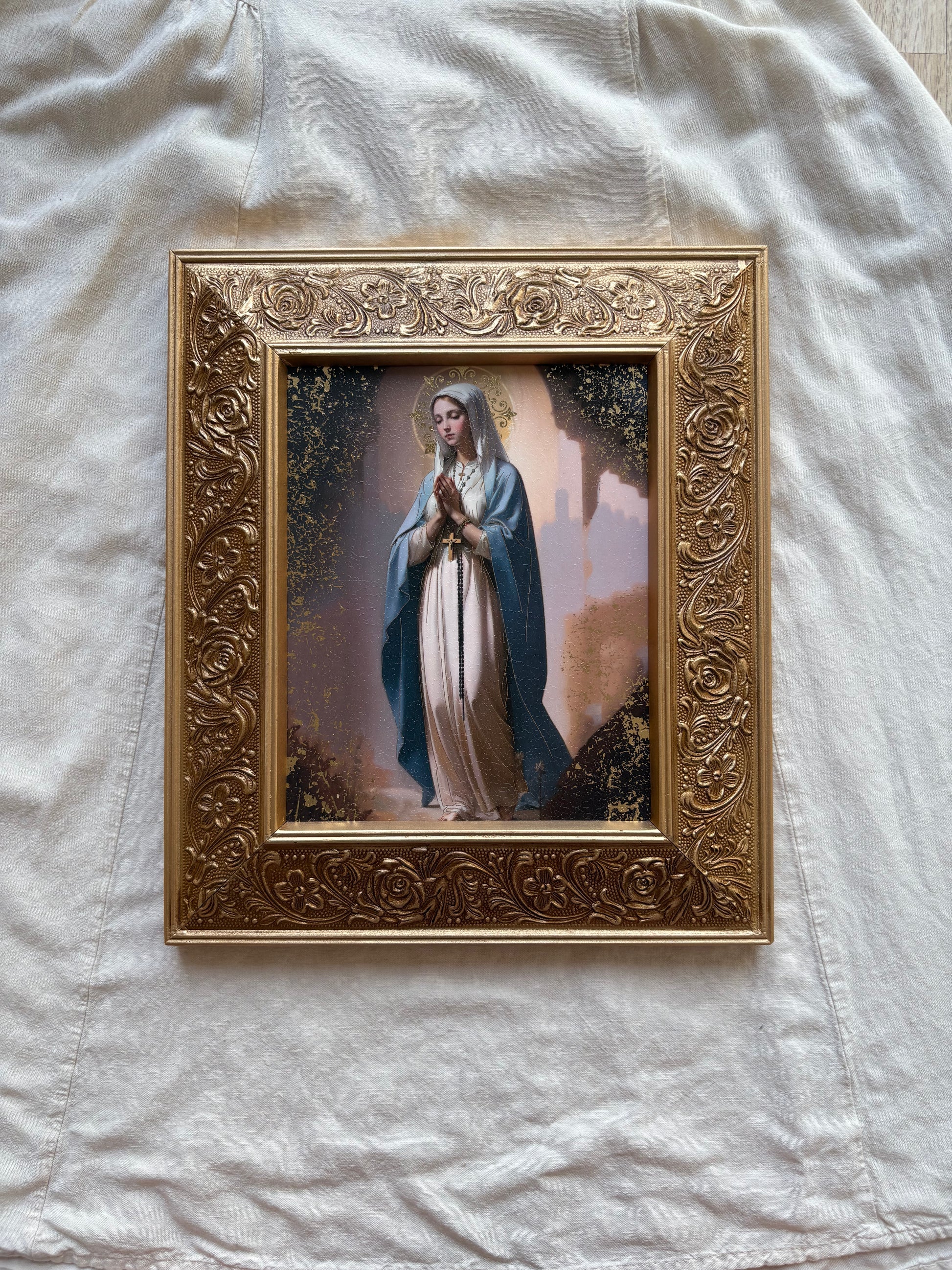 Our Lady of the Rosary – Wooden Wall Art Frame (12” x 14.5”)