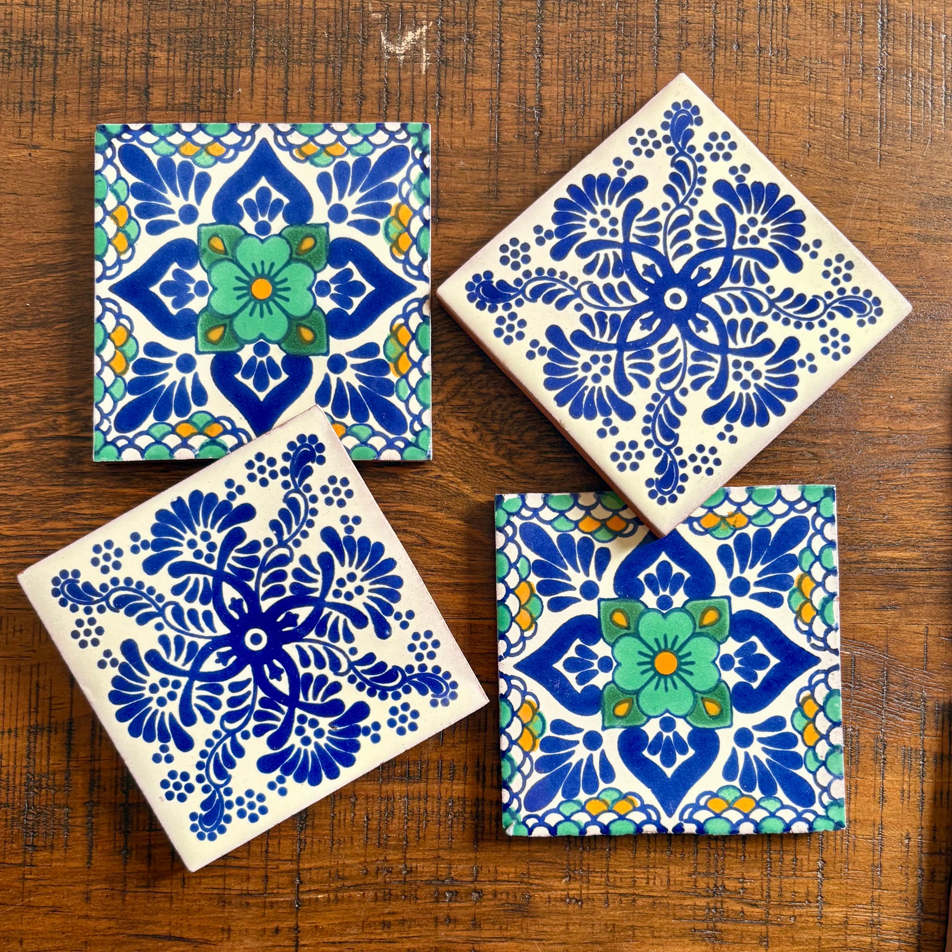 Set of Four Handcrafted Tile Coasters