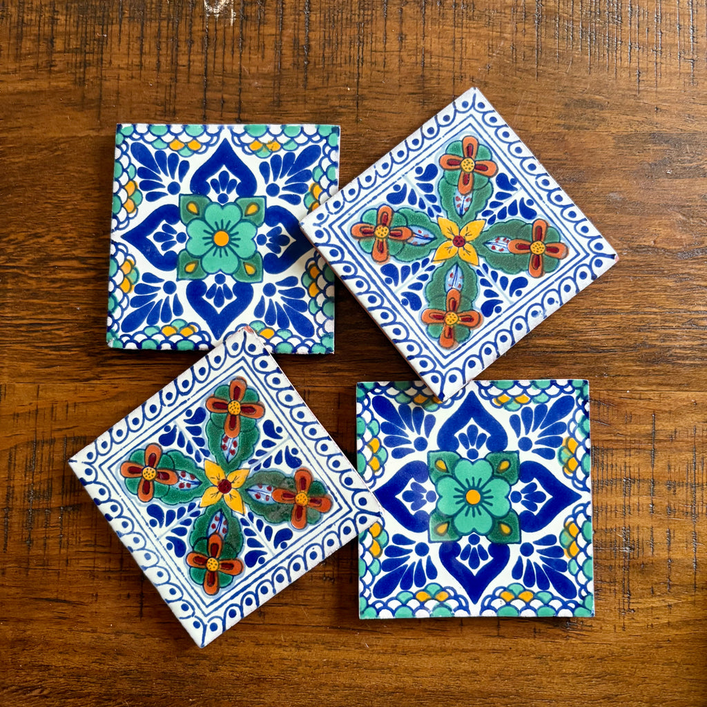 Set of Four Handcrafted Tile Coasters