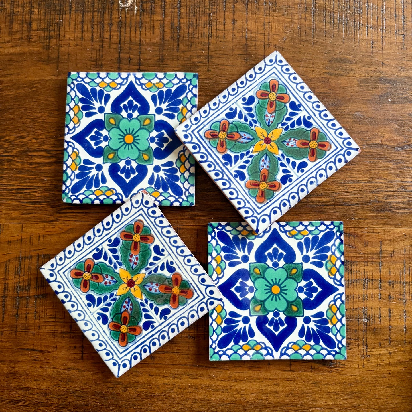 Set of Four Handcrafted Tile Coasters