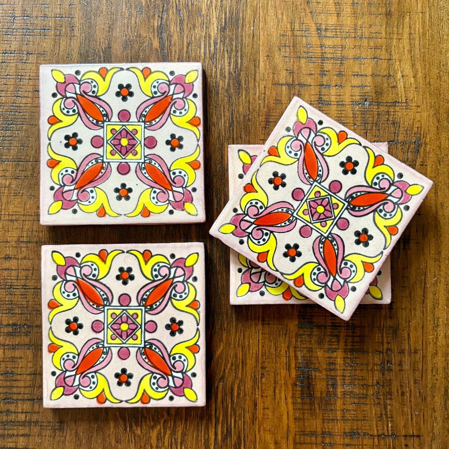 Tiled Coasters Set of Four Handcrafted Tile Coasters – DYB Mexican's Crafts