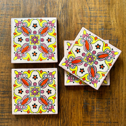 Set of Four Handcrafted Tile Coasters