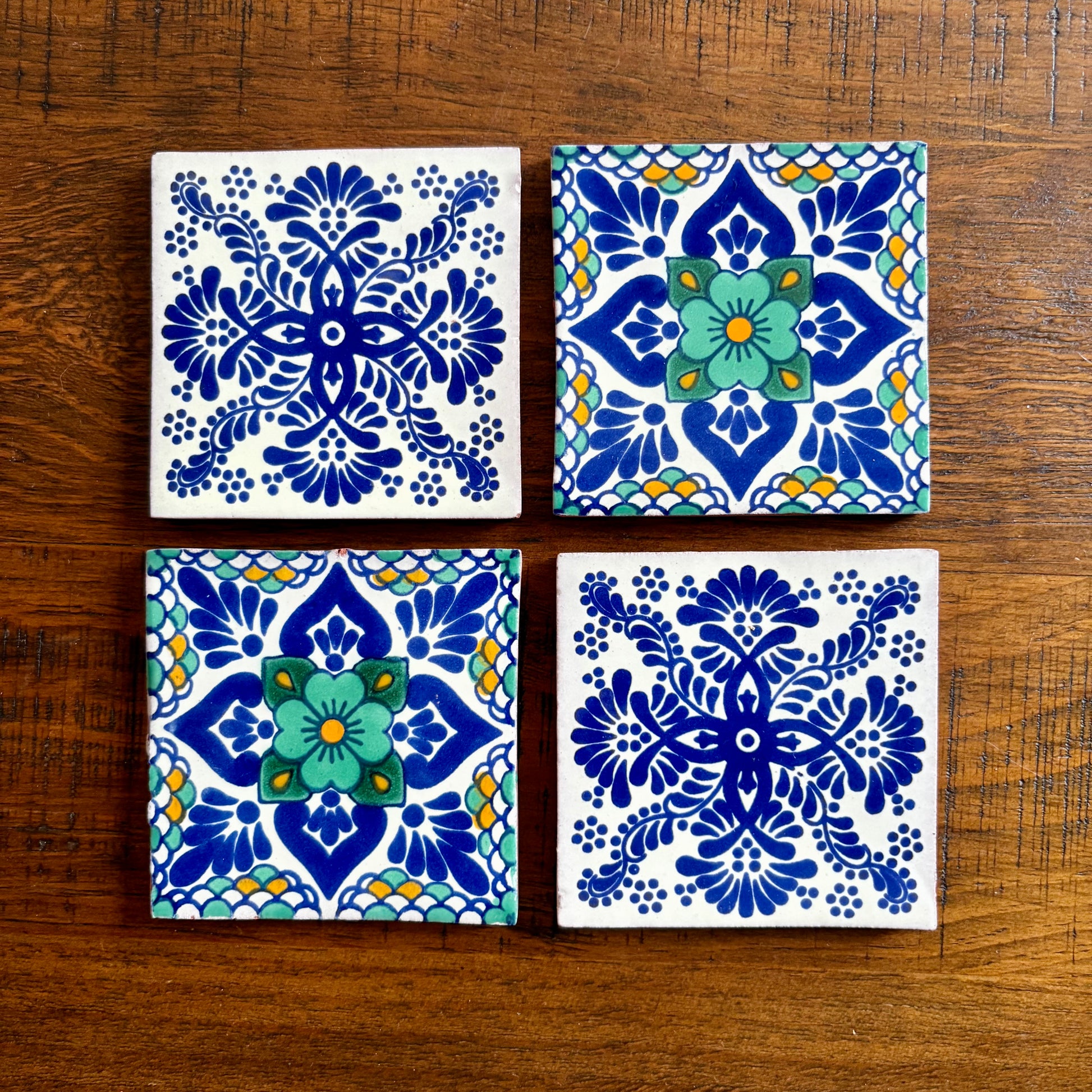 Tile Coaster Set Set of Four Handcrafted Tile Coasters – DYB Mexican's Crafts